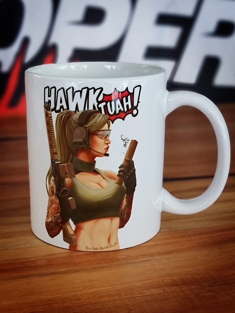 "Hawk Tuah" Tasse weiss