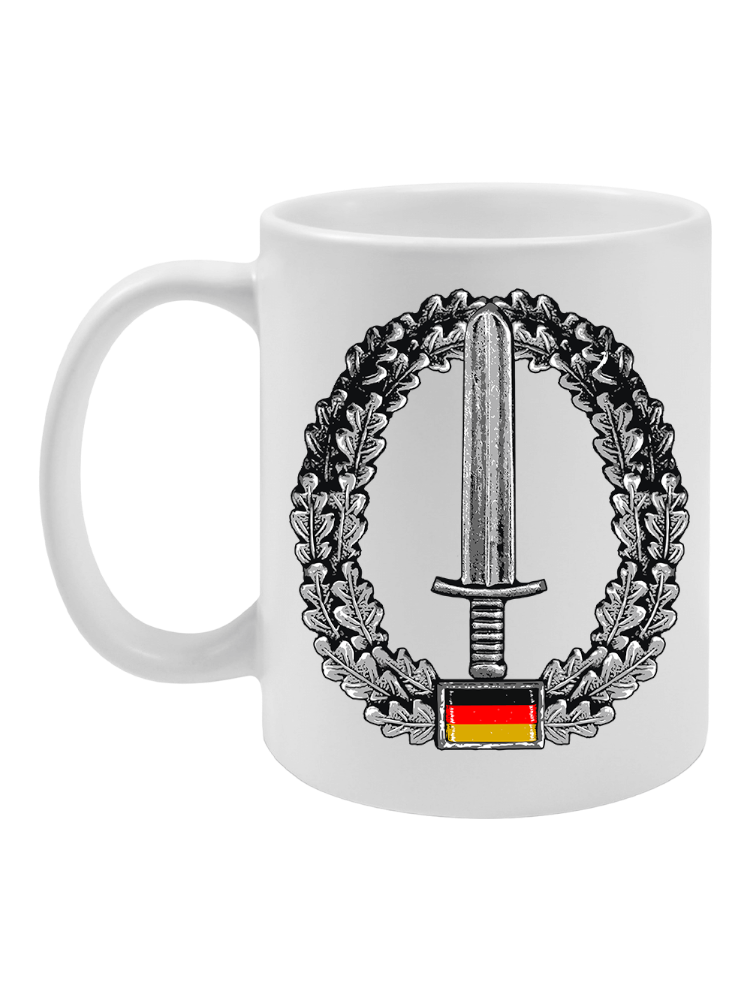 Tasse weiß mit wählbarem Barettabzeichen