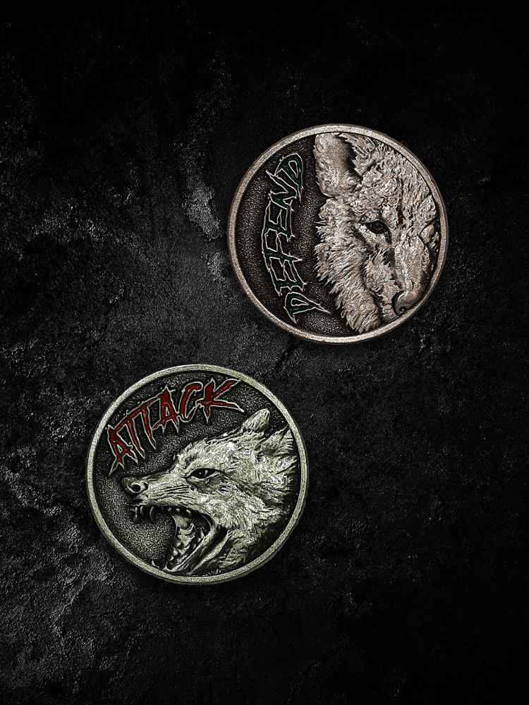 "Attack or Defend" Decision Coin