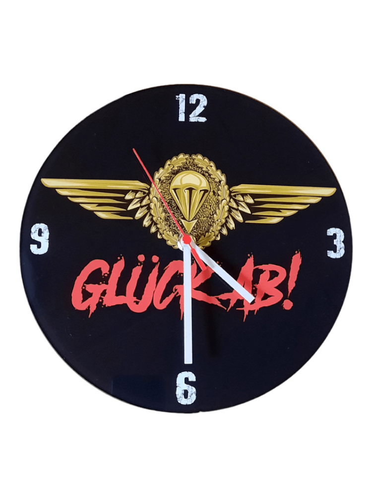 Wanduhr "Glück Ab!"