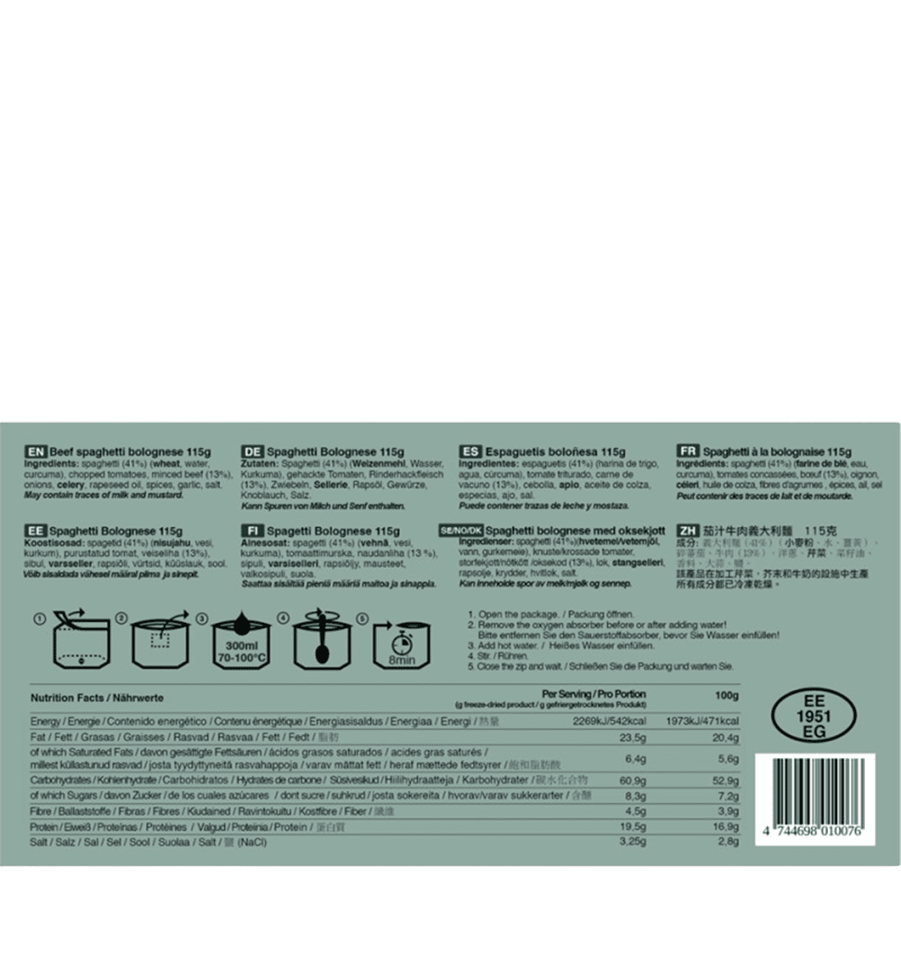 Tactical Foodpack "Rindfleisch Spaghetti Bolognese"