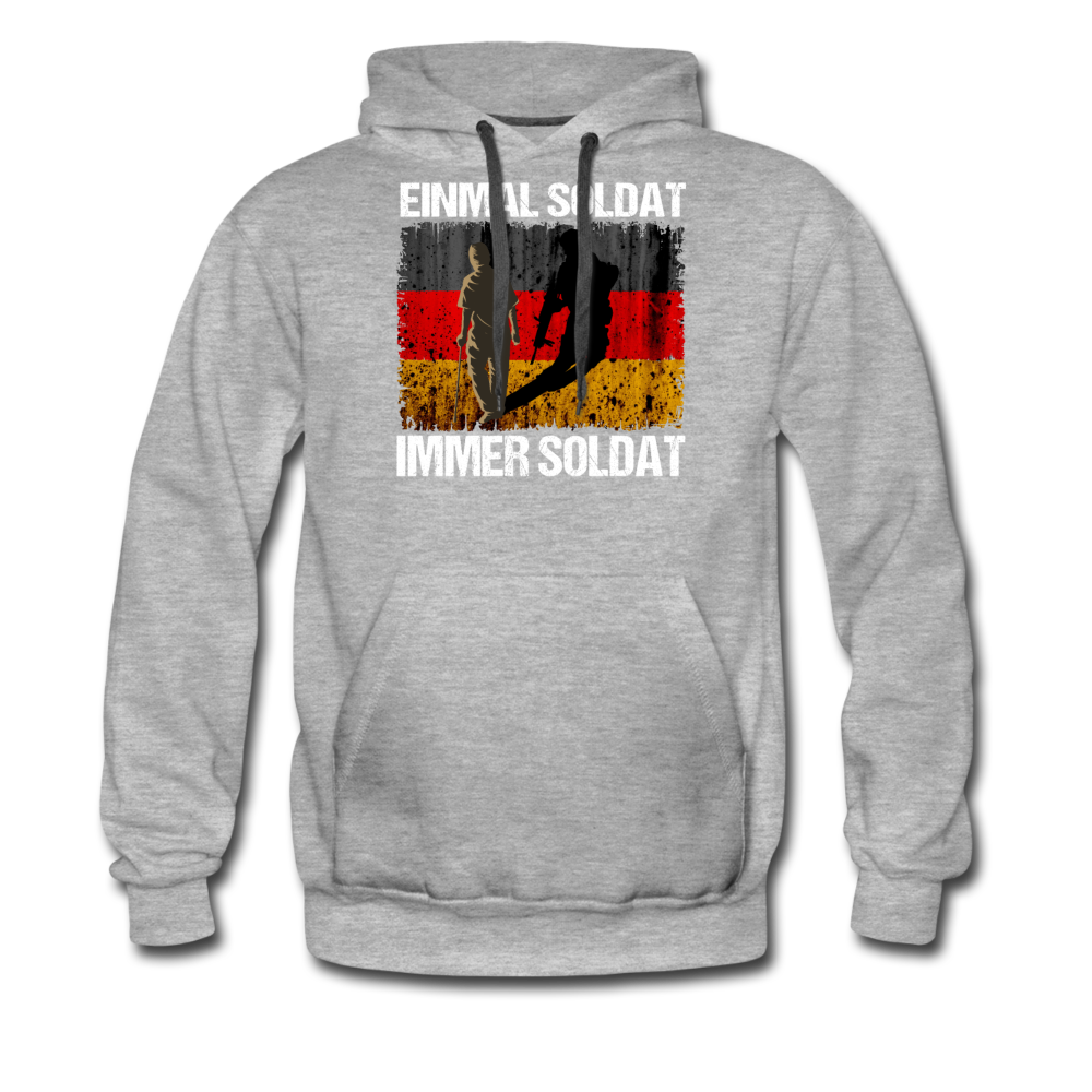 "Einmal Soldat" Premium Hoodie - Grau meliert