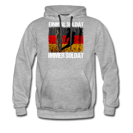 "Einmal Soldat" Premium Hoodie - Grau meliert