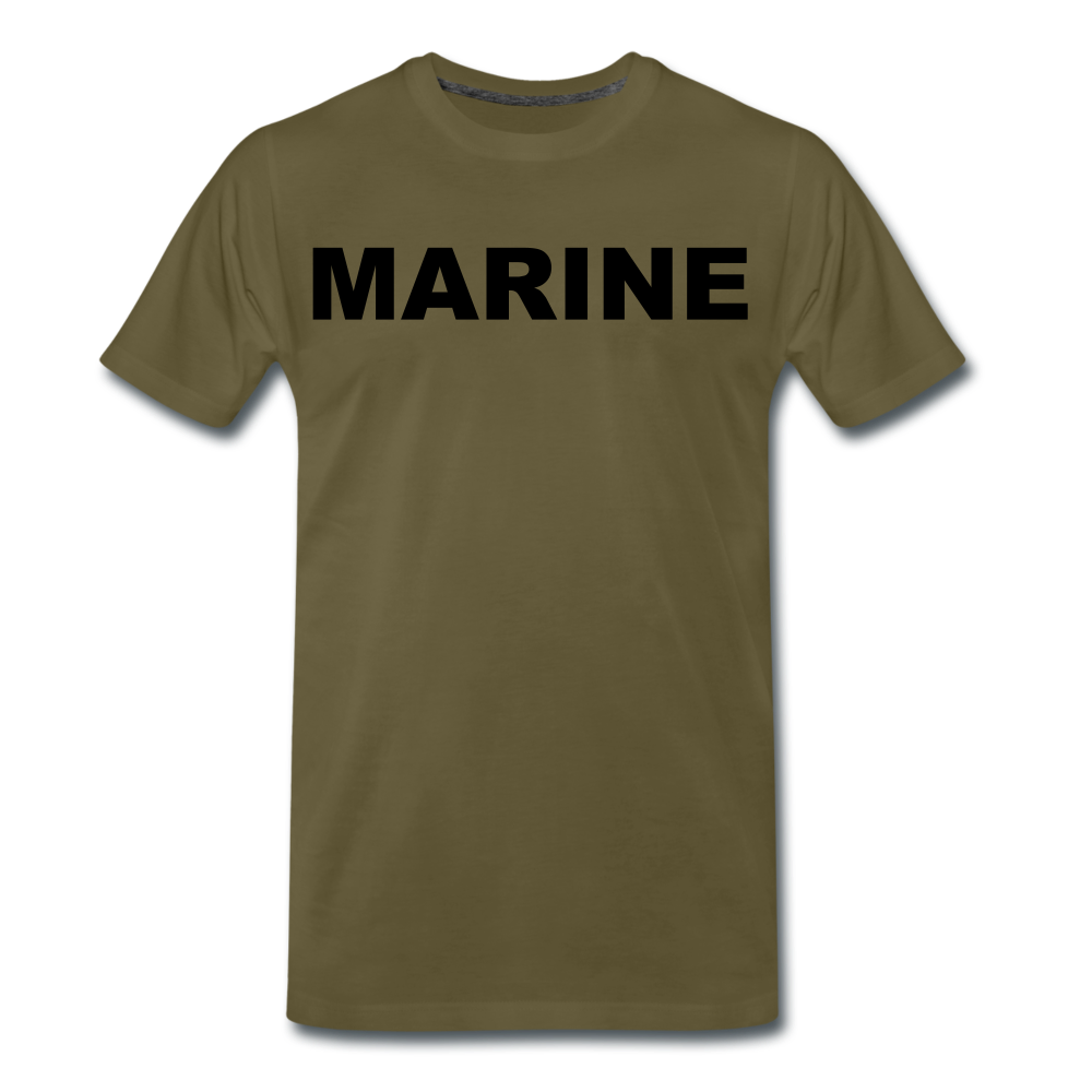 "MARINE" Premium Flock Shirt Dunkel - Khaki
