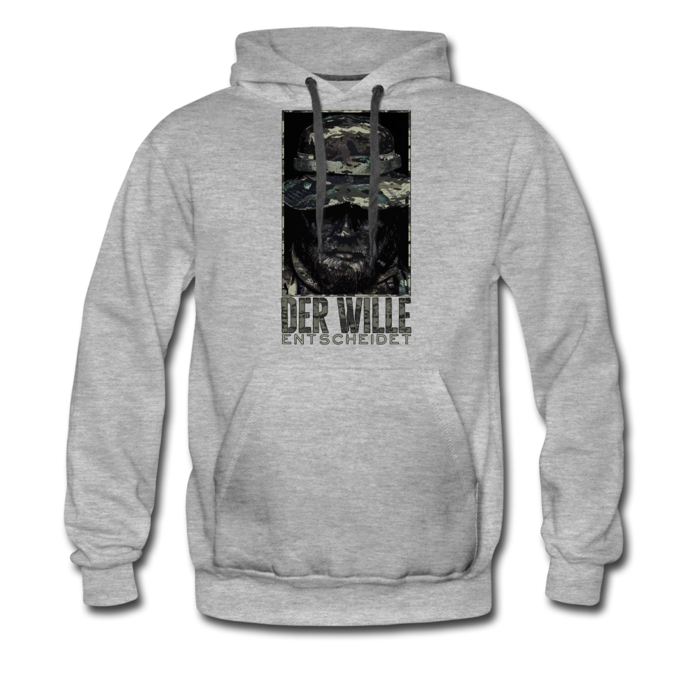 "Der Wille Entscheidet" Premium Hoodie - Grau meliert
