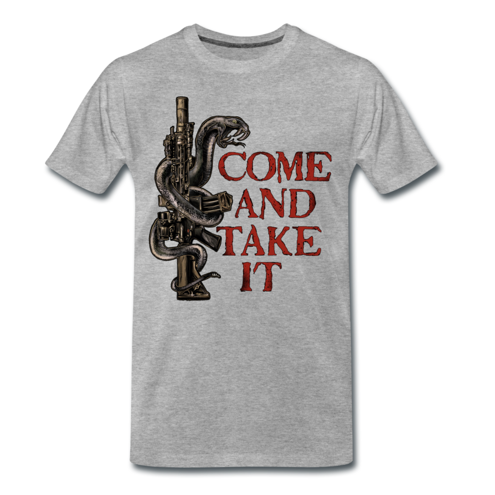 "Molon labe" Premium Shirt - Grau meliert